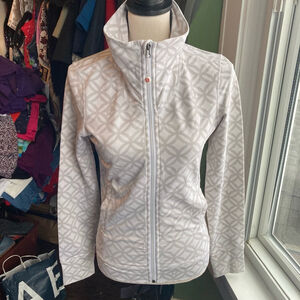Women's Lululemon Jacket Full Zip White Gray Patterned